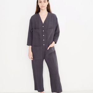 Ilana Kohn Tuck Coveralls in Dark Grey Linen